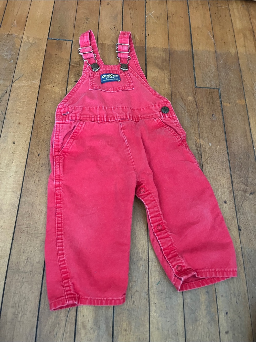 Vintage USA made OshKosh B'gosh Bright Red Kids Overalls